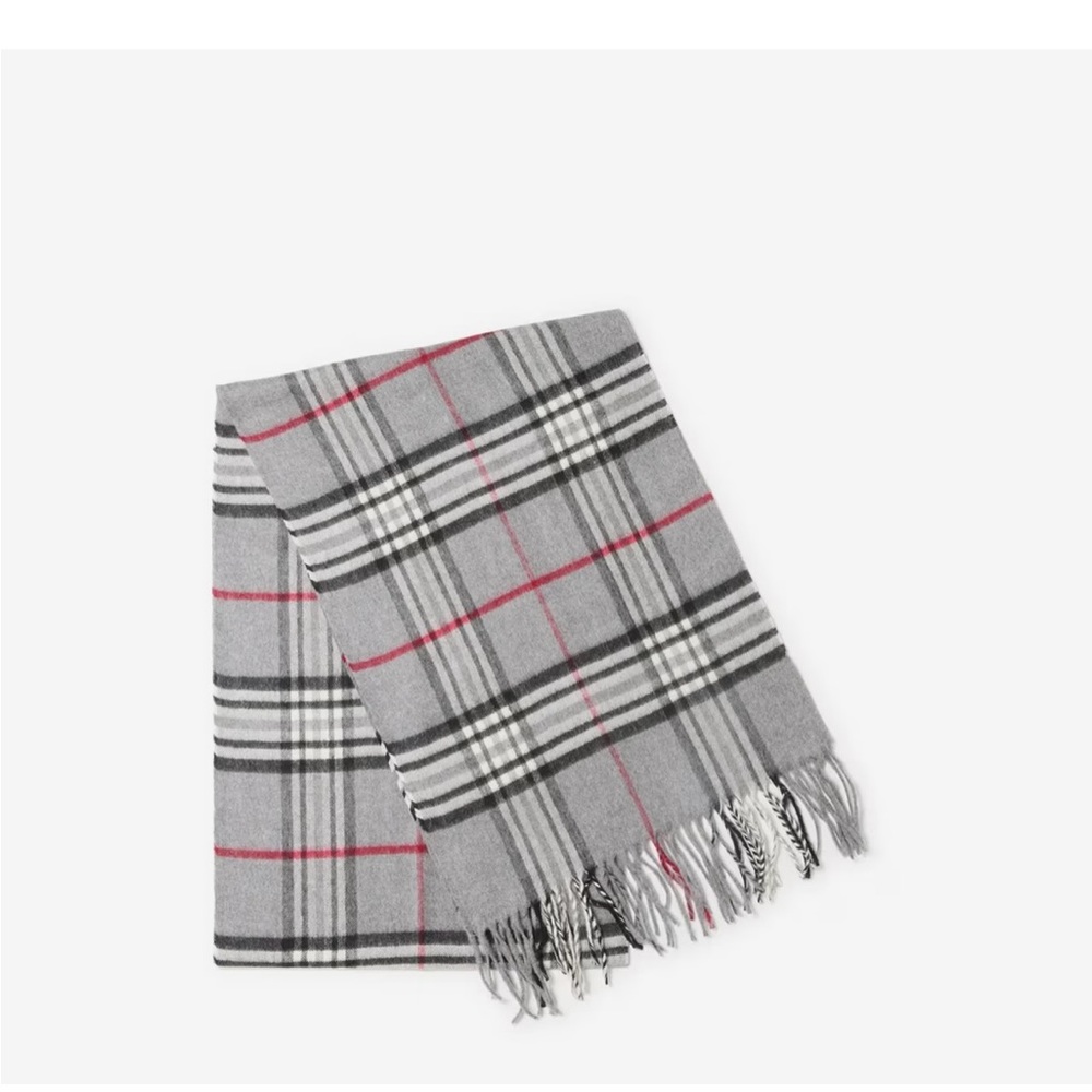 V. FRAAS Gray and Black Plaid Scarf